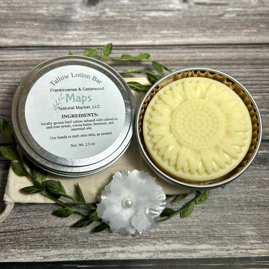 Tallow Lotion Bar (frankincense & cedarwood)