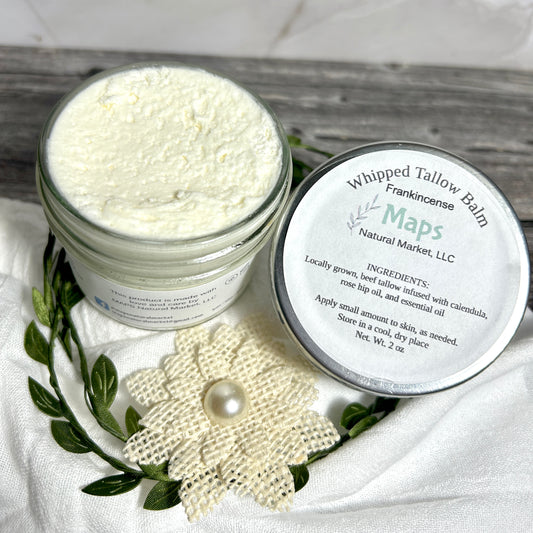 frankincense and rosehip whipped tallow balm handcrafted natural skincare