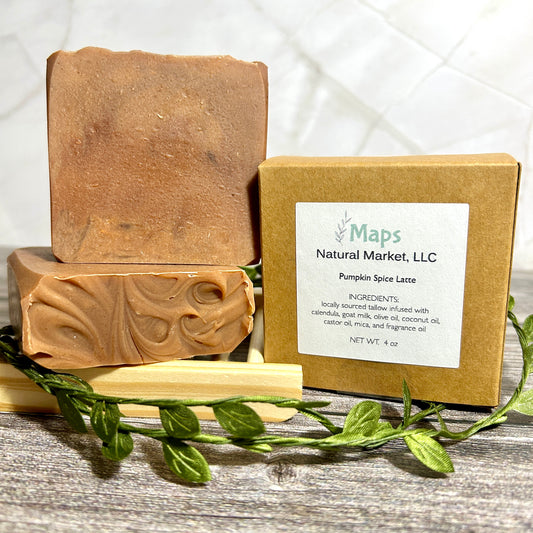 pumpkin spice latte goat milk and tallow soap fall refreshing all natural skincare soap
