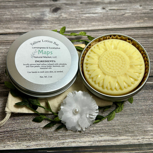 Tallow Lotion Bar (lemongrass & eucalyptus)